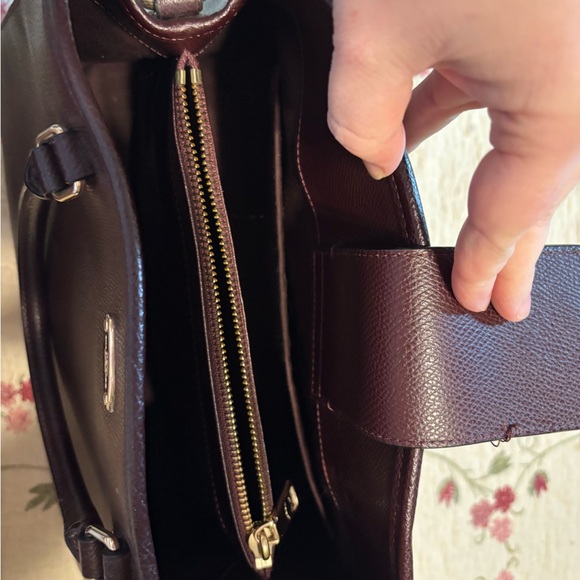 Coach Metallic Oxblood Garnet Margot Leather Satchel - Picture 10 of 16